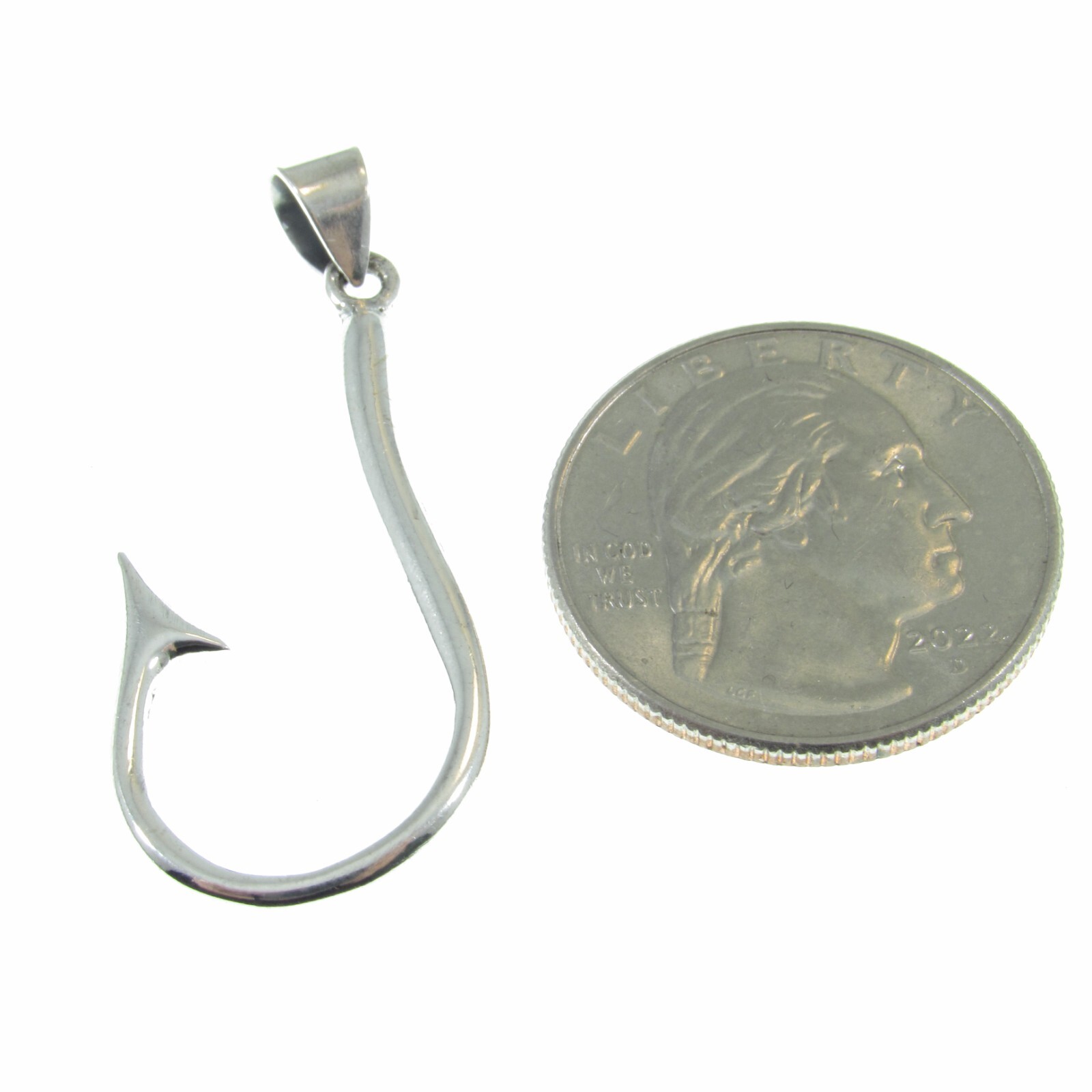 Handcrafted Solid 925 Sterling Silver Barbed J Hook Fish Hook Pendant