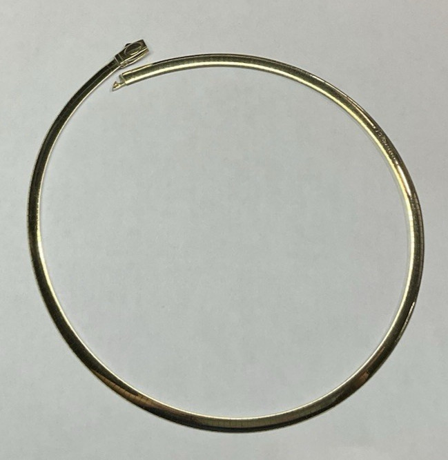 STERLING (925) & 14KT OMEGA DOUBLE SIDE Reversible 17” domed necklace Italy VJC