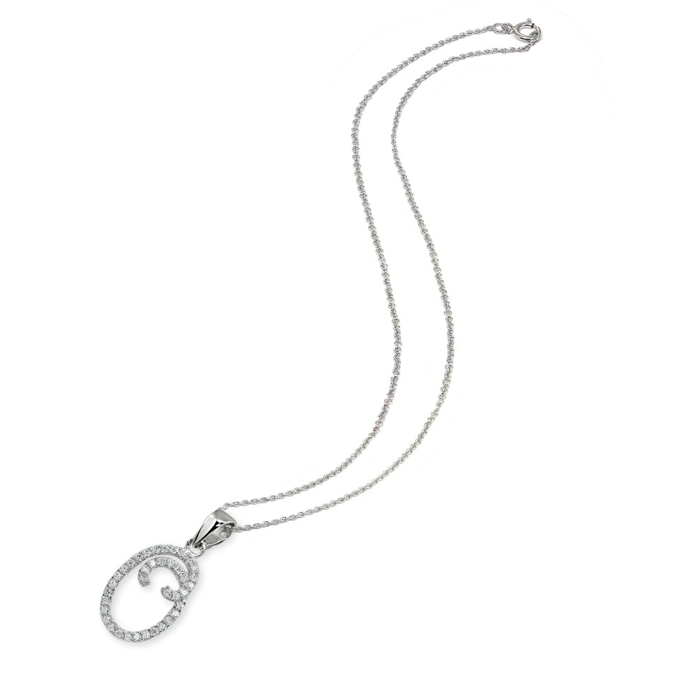Sterling Silver CZ O Letter Initial Alphabet Name Personalized Pendant Necklace