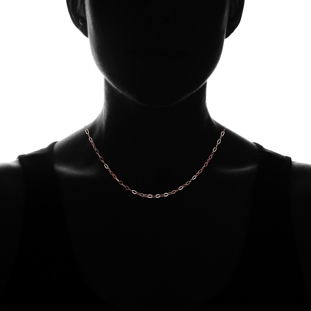 16 Inch Thin Delicate Rose Gold Plated 925 Silver 0.90mm Cable Chain Necklace