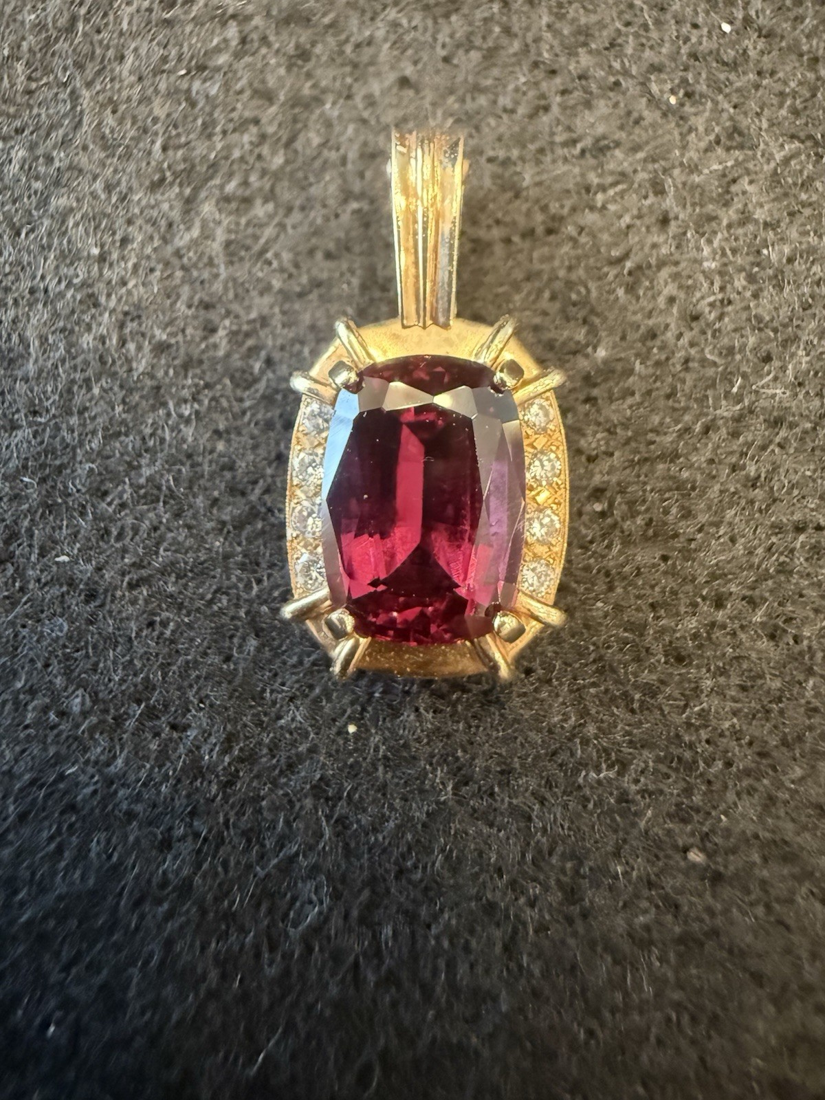 PINK TOURMALINE CUSHION CUT AND DIAMOND ENHANCER 14K YELLOW GOLD