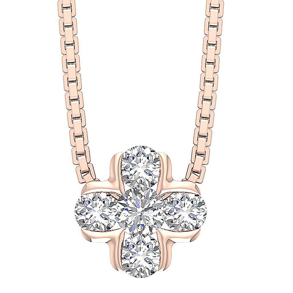 Tension Set Fashion Pendant Necklace Lab Grown Diamond VS F 0.41Ct 10K Rose Gold