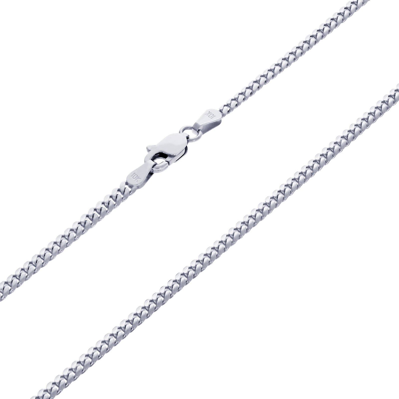 10K White Gold Solid 2.7mm-7mm Miami Cuban Chain Necklace Mens Womens 16″- 30″