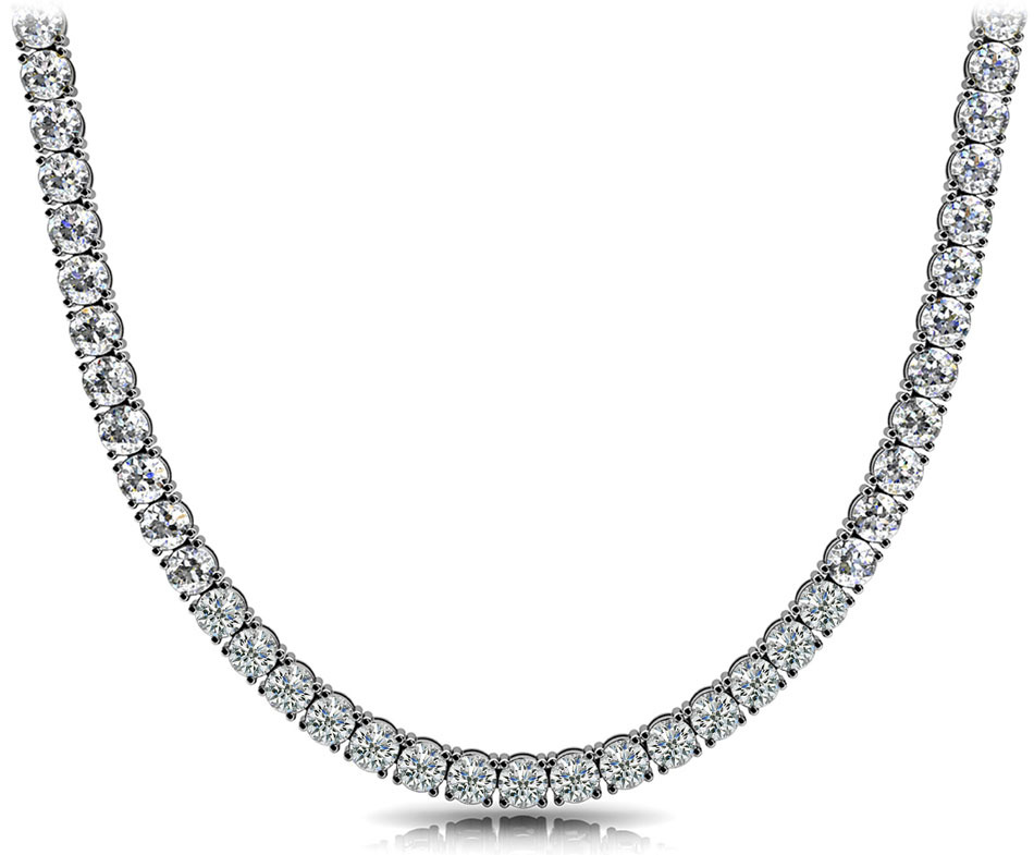 17 ct Round Diamond Tennis Necklace 14k white gold GIA cert D-F VS, 16..5″