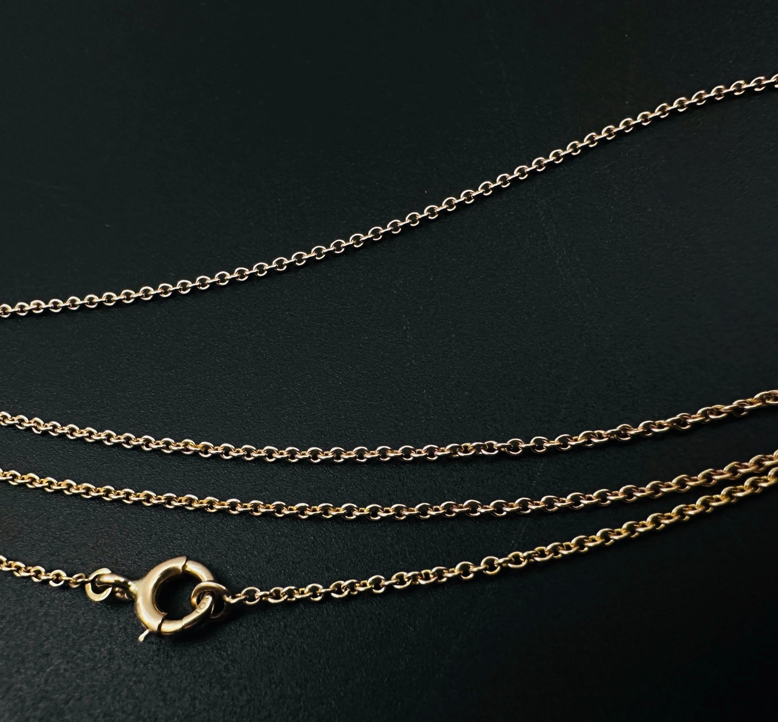Vintage Solid 10K Yellow Gold Rolo Link Chain Necklace, 1.2mm, 15 1/2″, 1.7g