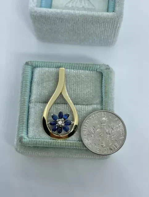1.50Ct Marquise Cut Lab Created Sapphire Flower Pendant 14K Two-Tone Gold Plated