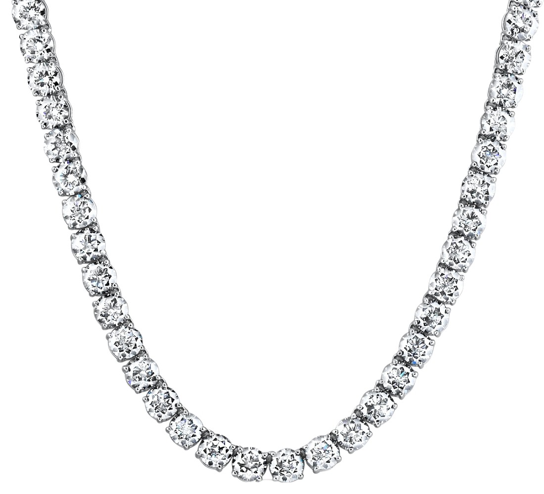 54Ct TW Diamond Tennis Necklace 14k White Gold 16.5″ Lab Grown