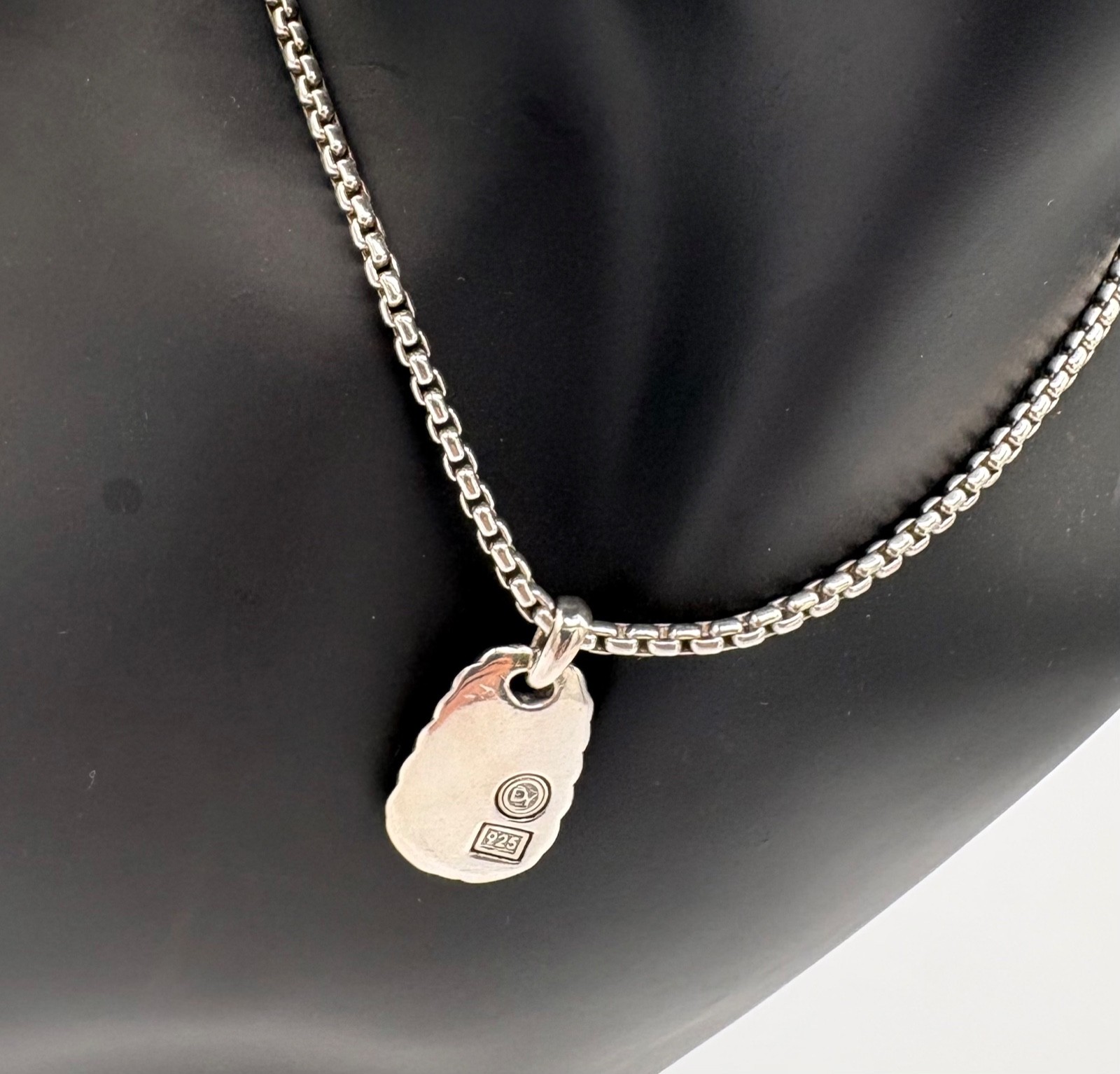 David Yurman Chevron Dog Tag Pendant 21mm 925 No Chain Used Great Condition