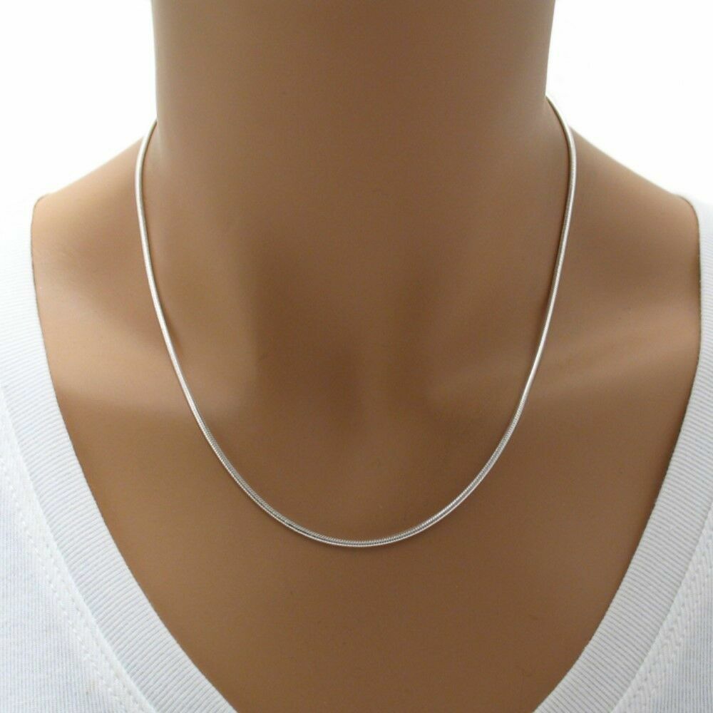 1.5MM Solid .925 Sterling Silver Italian Snake Chain Necklace Made In Italy