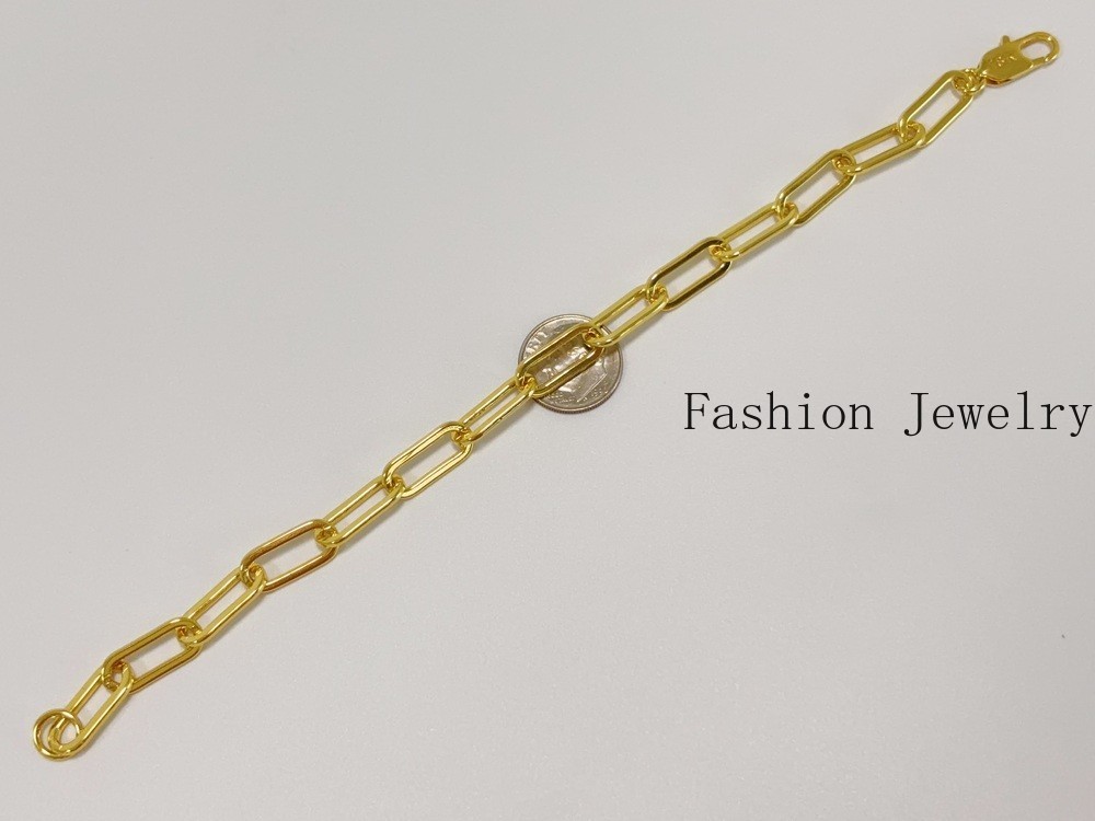 18k Yellow Gold 7.5mm Paperclip Chain Cable Rolo Link Bracelet Womens Men 7.5″