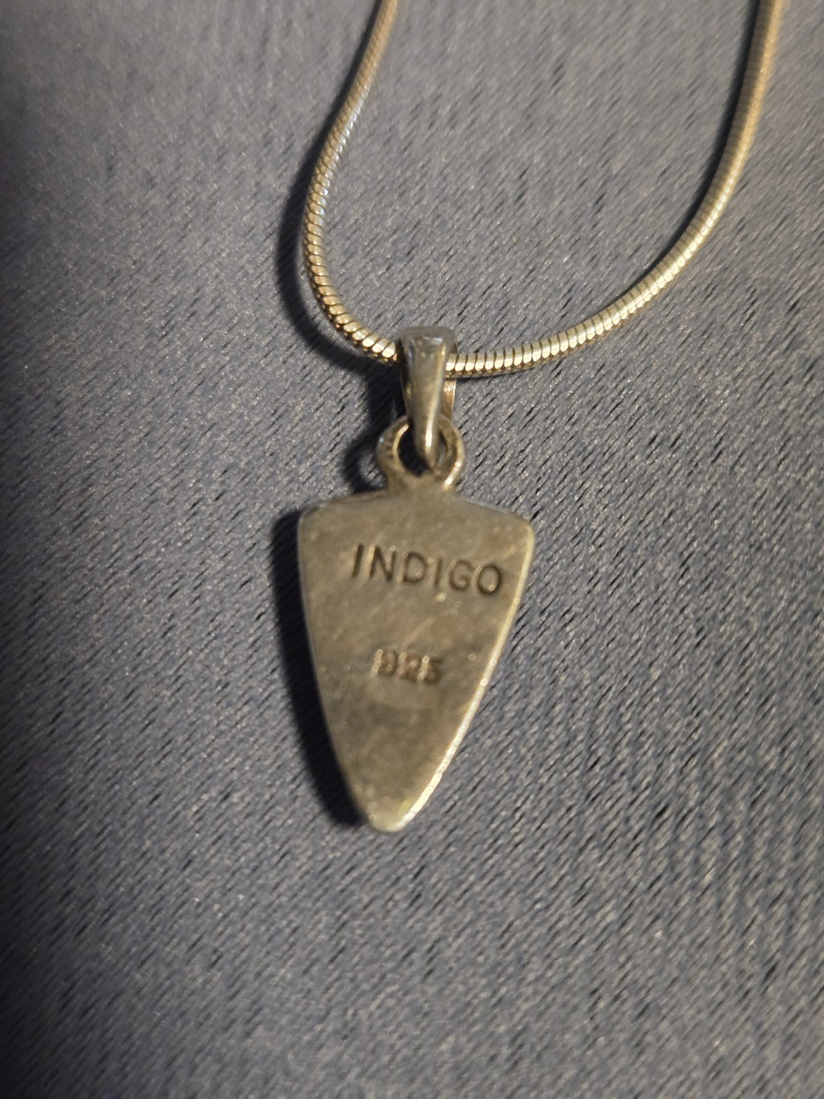 Vintage Designer Indigo Sterling & Jelly Opal Pendant 5/8″ Long 3/8″ Wide