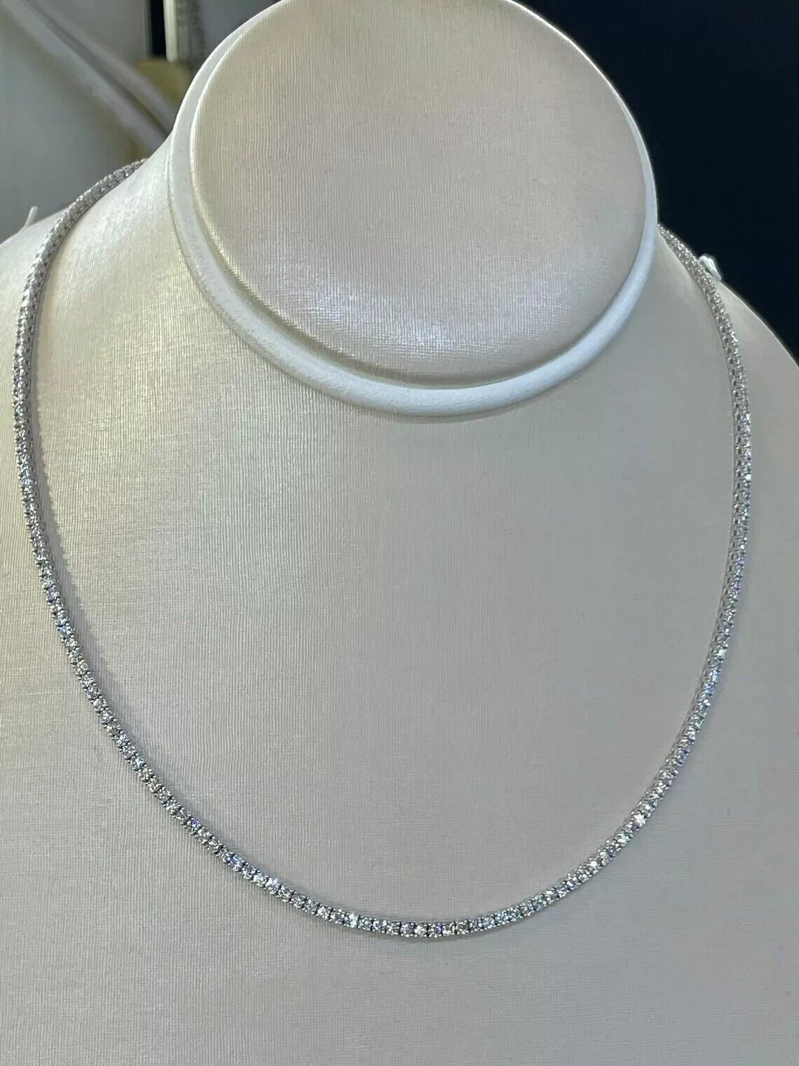 7.00 Ct Lab Grown D VS Diamond Set Women Tennis Necklace In 14k White Gold 16”
