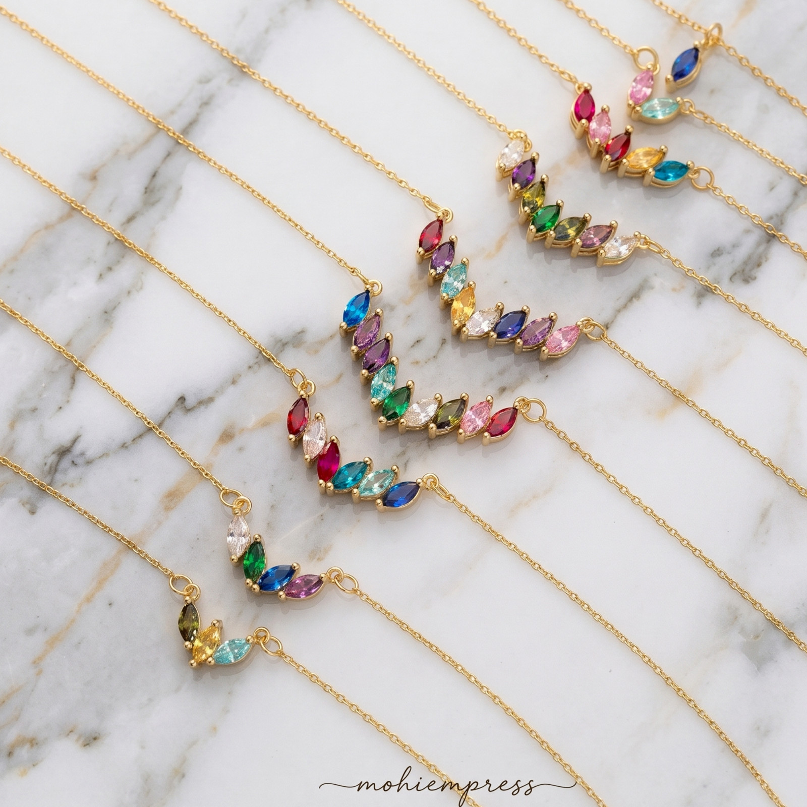925 Sterling Silver Personalized Marquise Birthstone Necklace