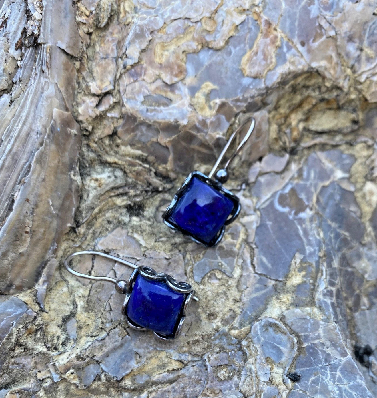 .925 Sterling Silver Lapiz Lazuli Earrings (G&H)