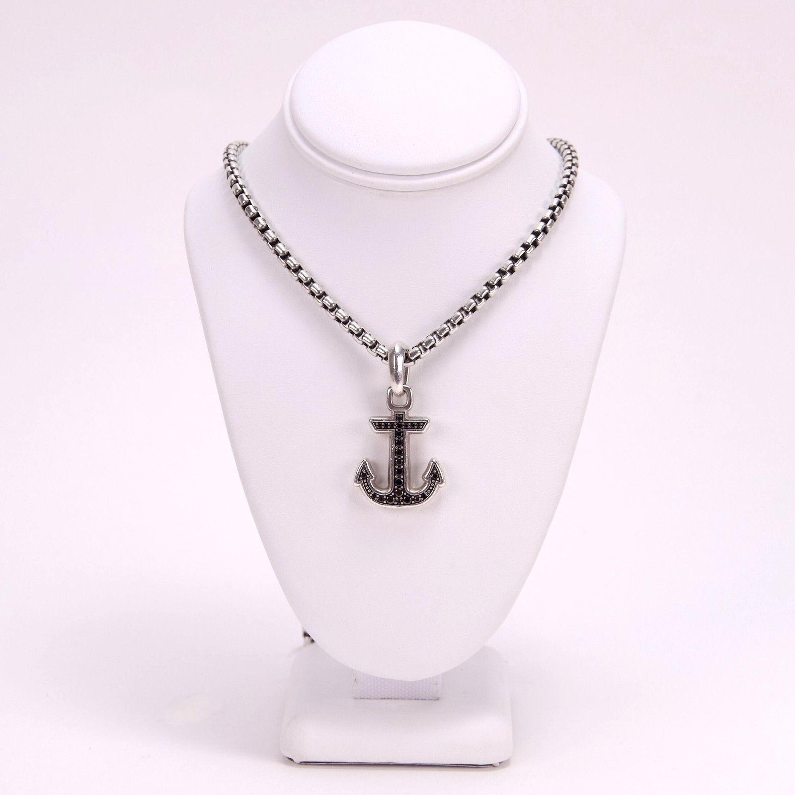 David Yurman 925 Sterling Silver & Black Diamond Maritime Anchor Amulet