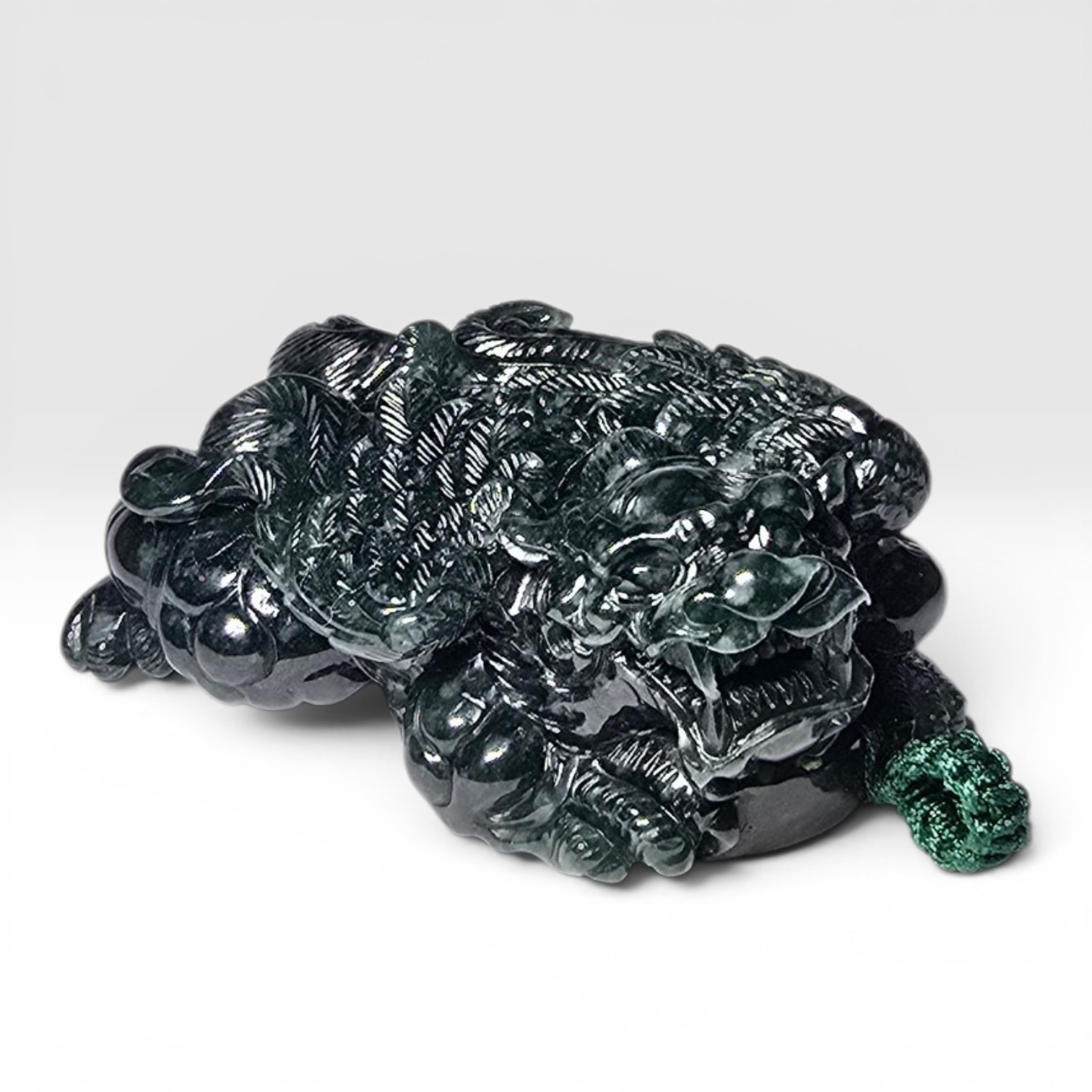 Certified Type A Jadeite Jade Flying Pixiu Pendant Deep Green Master Carver Cert