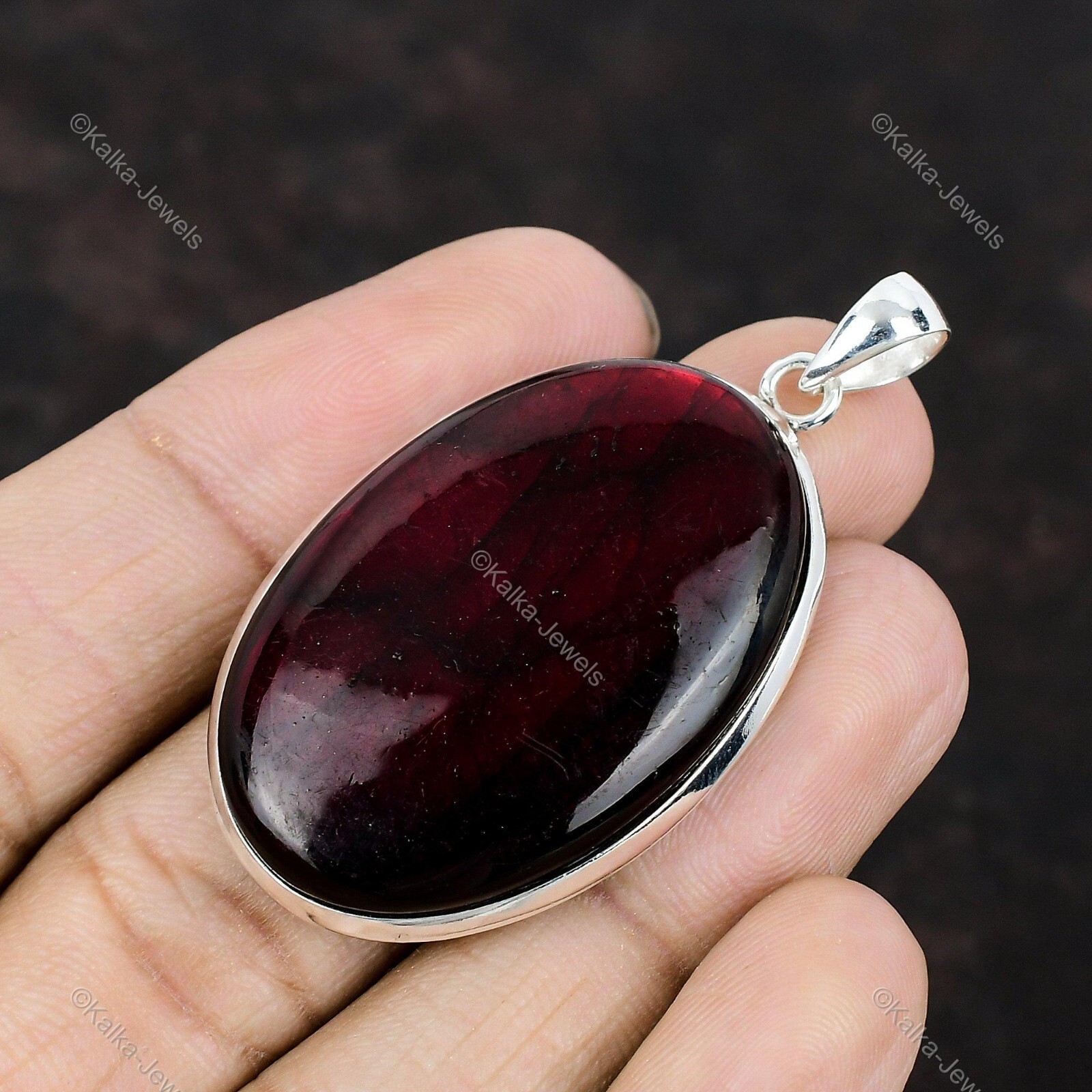 Anniversary Gift For Her Natural Red Fire Labradorite Pendant 925 Silver