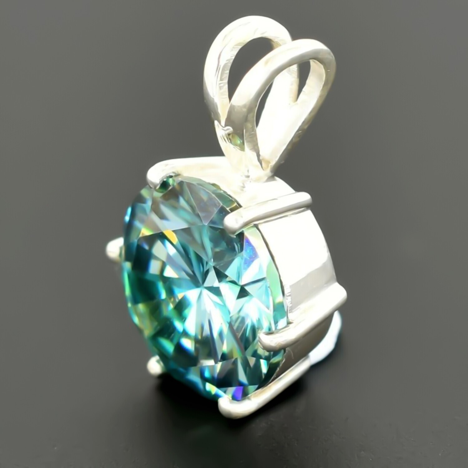 6.80 Ct Blue Diamond Pendant in 925 Silver Certified Christmas Gift Jewelry