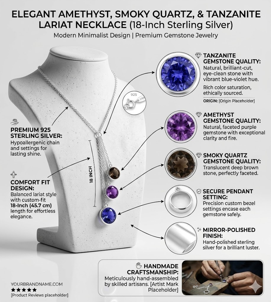 Multi Color Gemstone Necklace 925 Sterling Silver Unique Jewelry Gift S-18