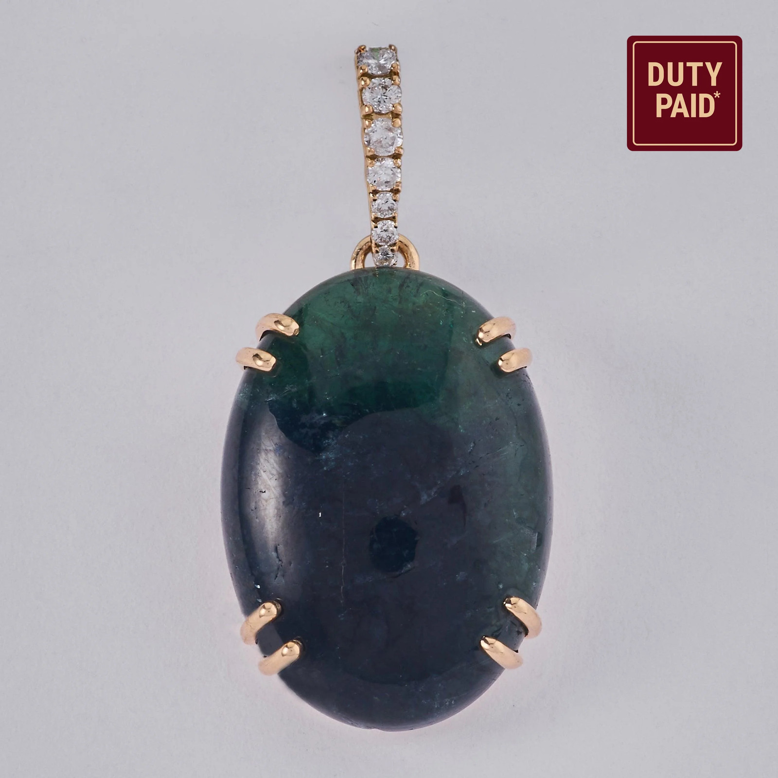 16.55 ct Natural Tourmaline Oval Pendant 14K Solid Gold Minimalist Layering Pave