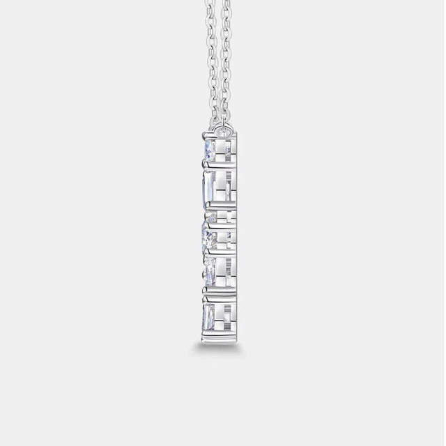 1Ctw Multi Cut Real Moissanite Initial “A” Letter Pendant 14K White Gold Plated