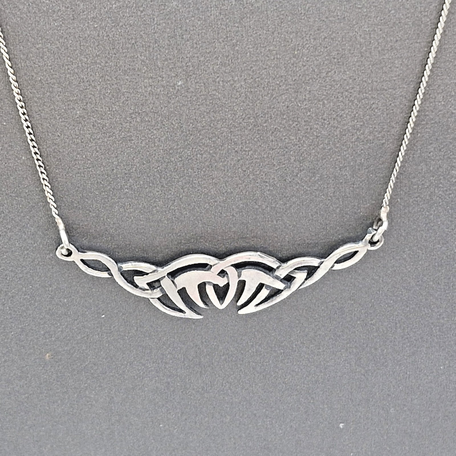 Vintage Sterling Celtic Knot Necklace Pendant Marked 925/Silver 15″ 3gm