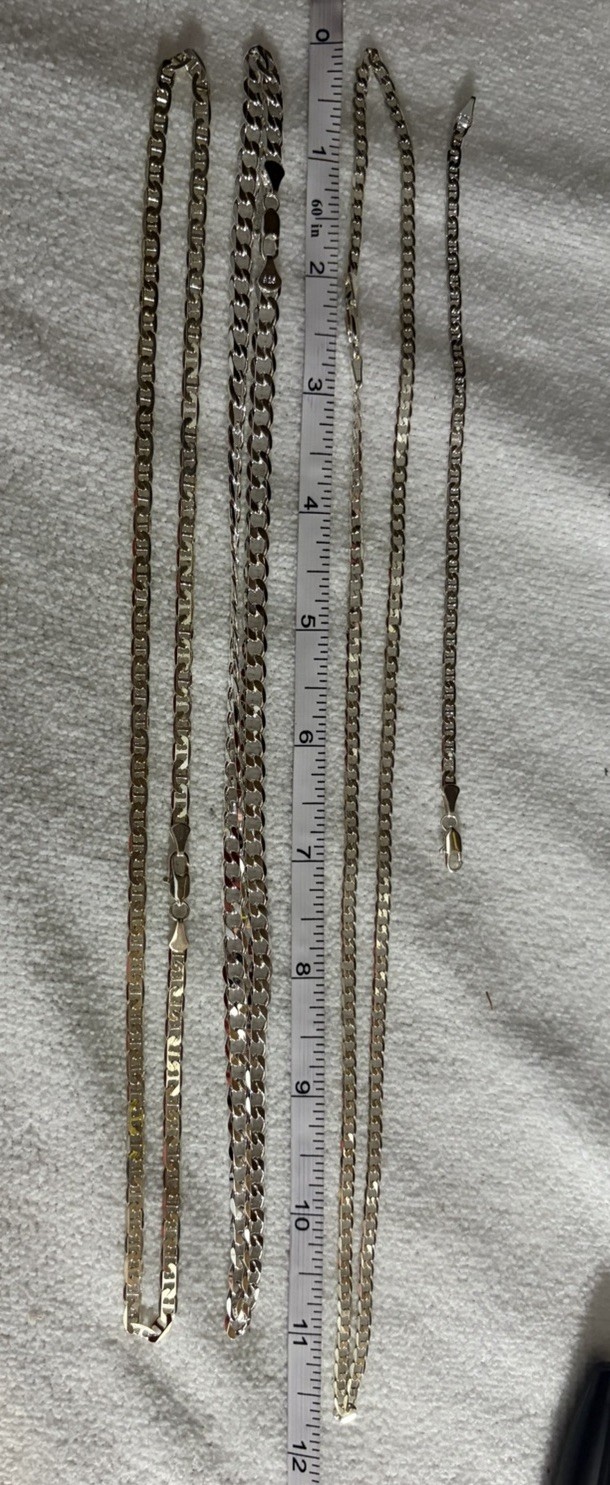 2-22” chains, 1-24” chain and 7” bracelet bundle, all 925 stamped