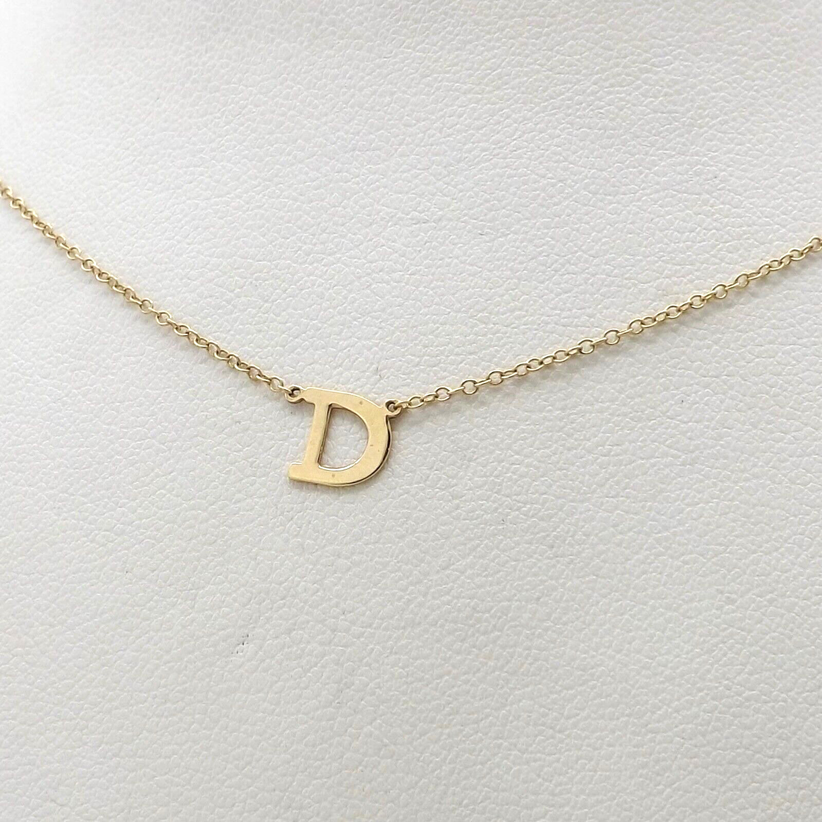 14k Gold Letter Initial D Pendant Necklace Adjustable 15in 16in 17in Adjustable