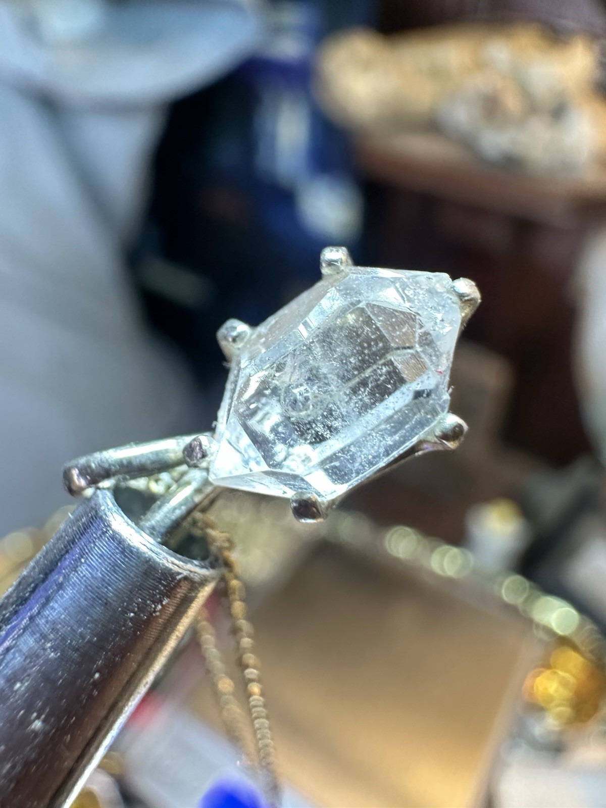 Delicate OOAK Herkimer Diamond 925 Sterling Silver Necklace 18 In