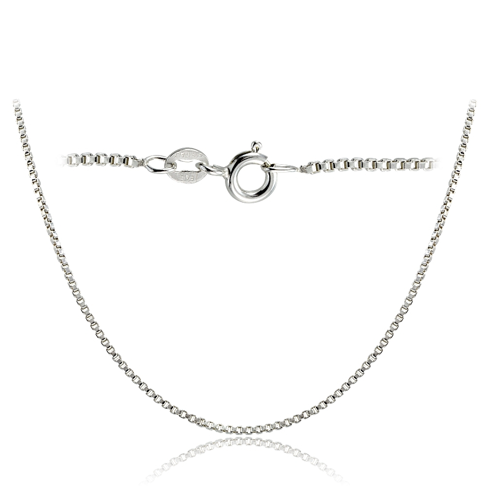 .925 Sterling Silver 1.45mm Italian Box Chain Necklace in Lengths 16-30