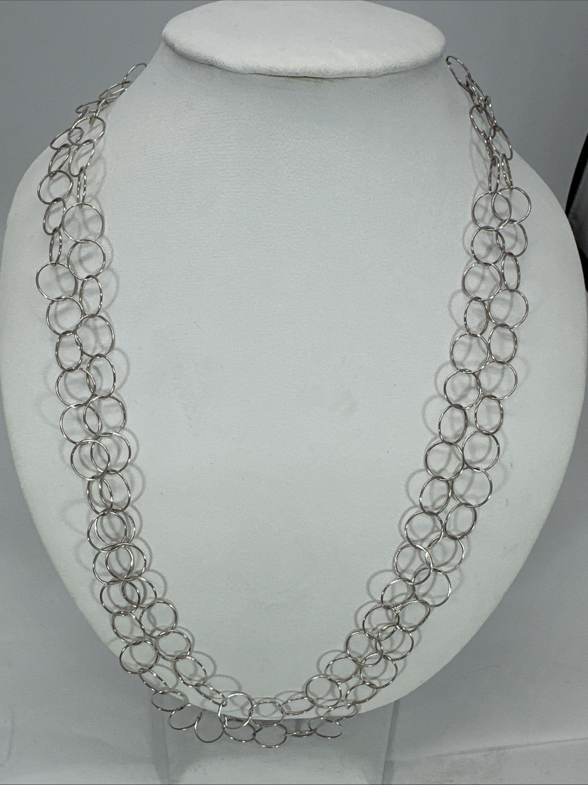 Marsala Sterling Silver Long Circle Chain Link (2) Necklaces 43” 11.52 Grams