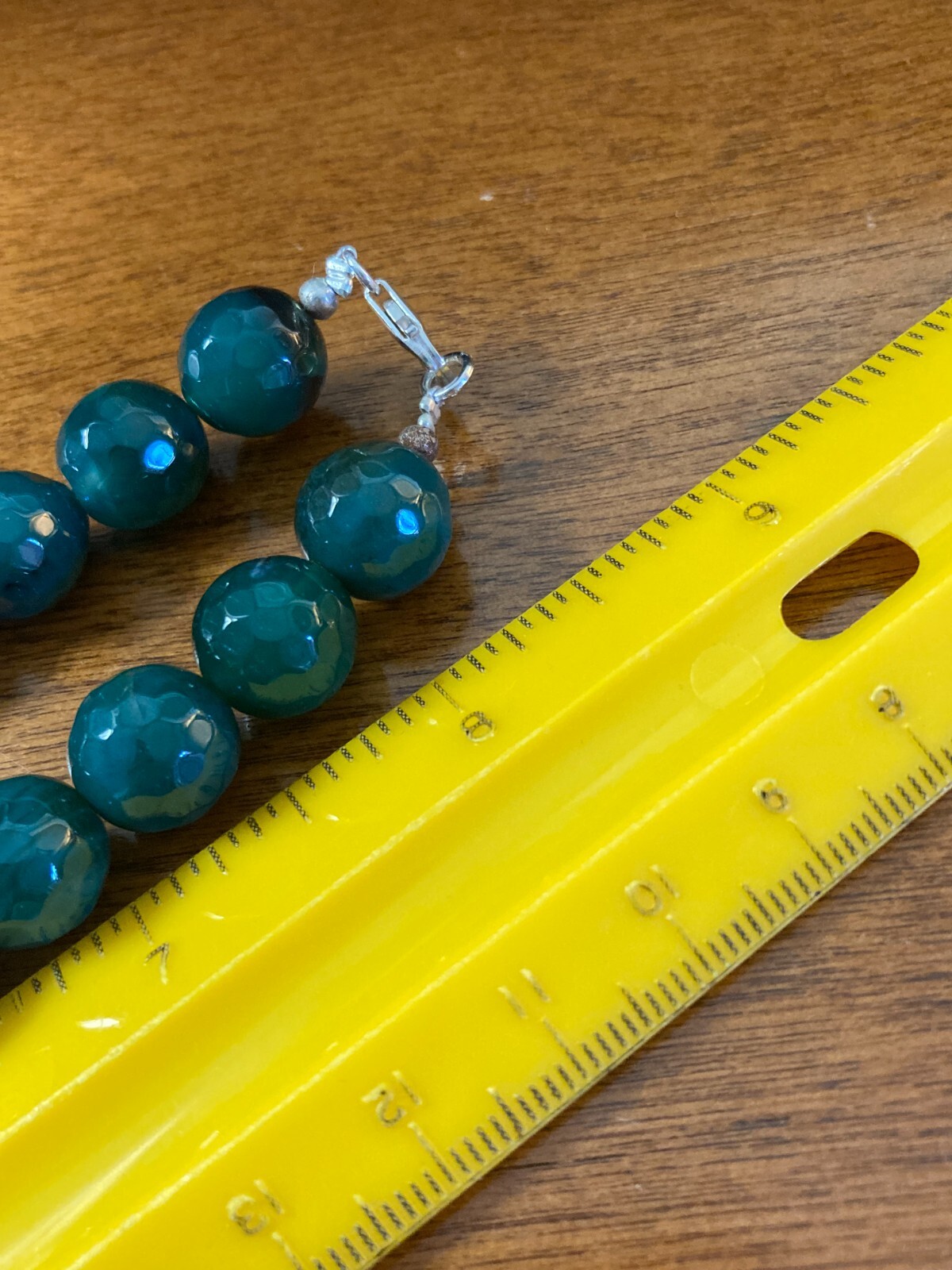 12 mm Green Verde Onyx Faceted Bead Necklace .925 Lobster Clasp 500.00 ctw.