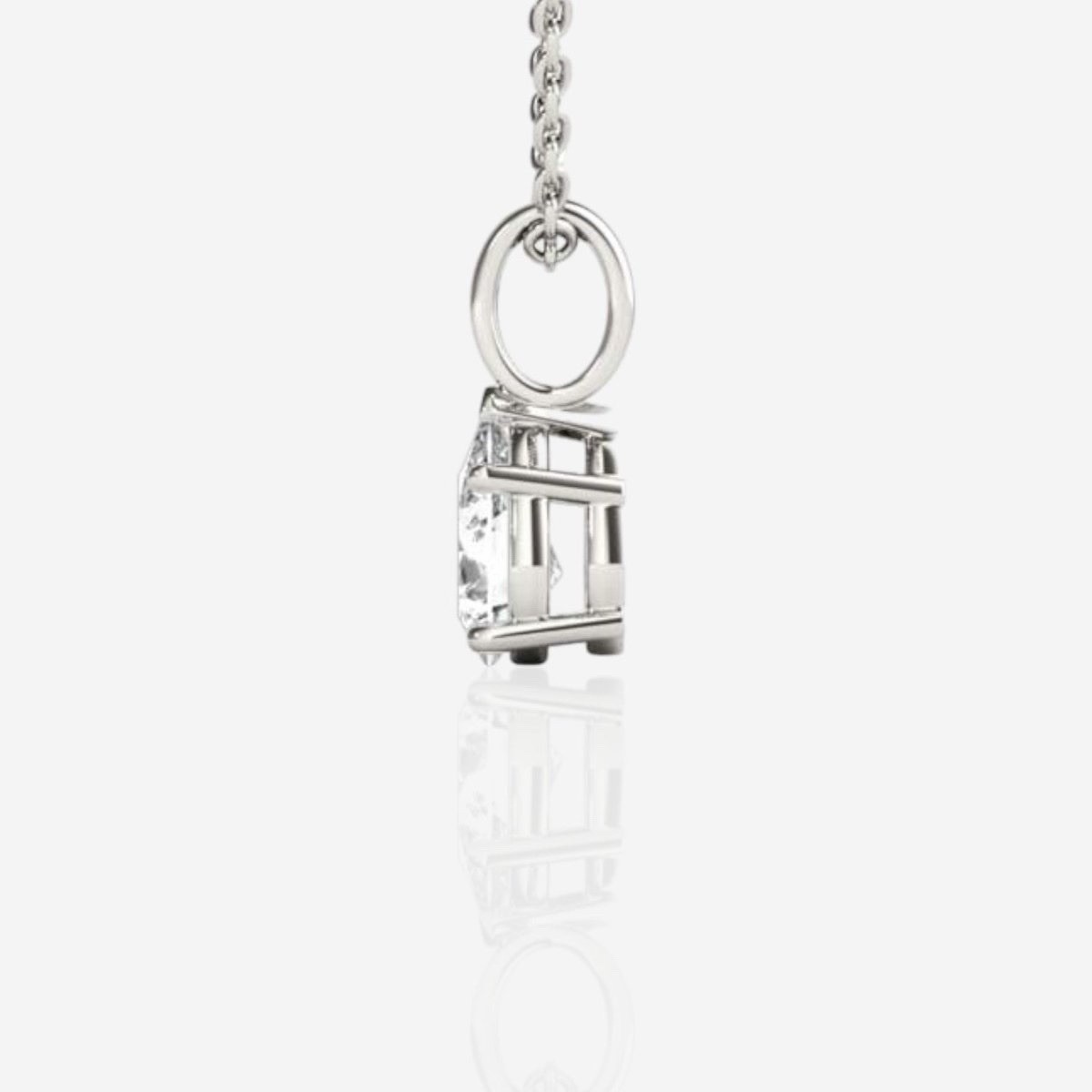 2 Ct Pear Lab Created Grown Diamond Solid 14K White Gold Pendant Necklace 18’’