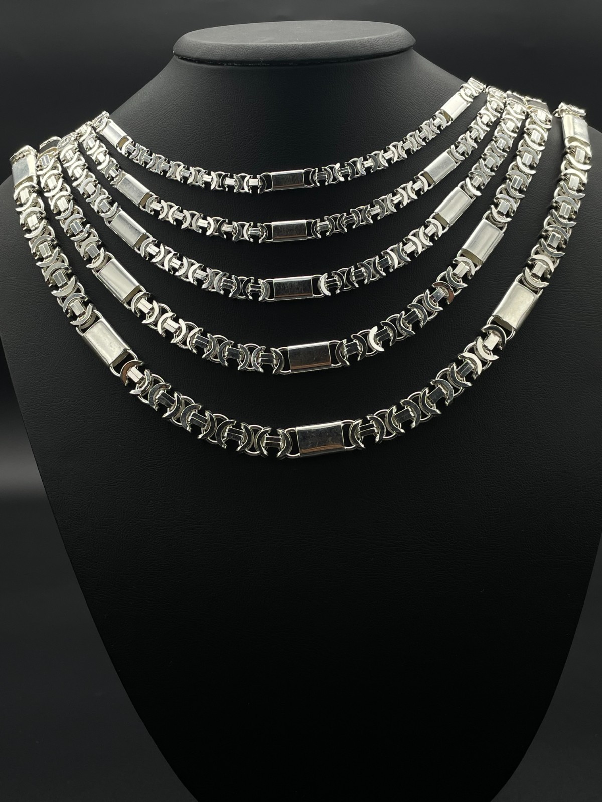 925 Sterling Silver Flat Euro Byzantine Chain Necklace&Bracelet Solid Bali King