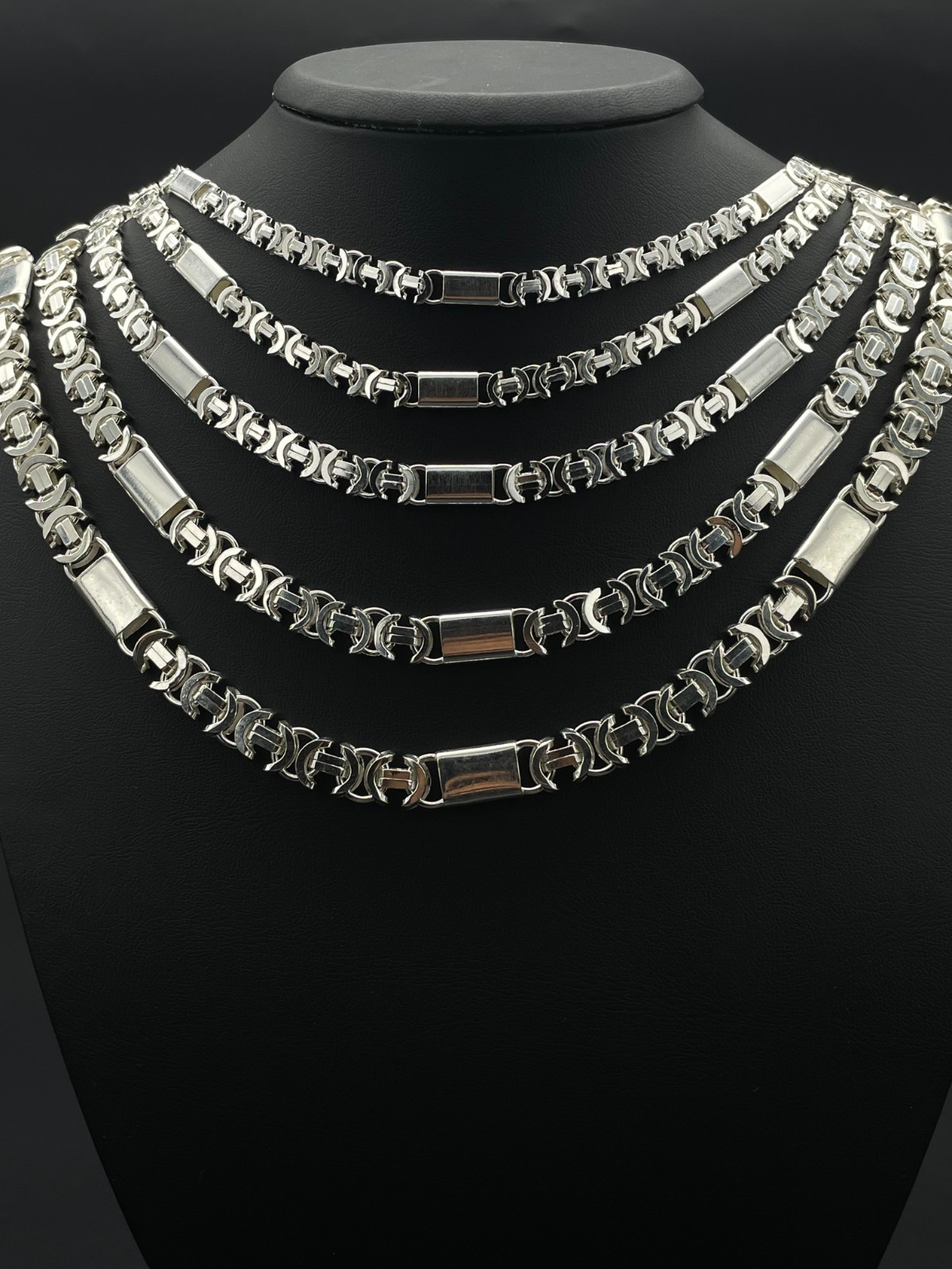 925 Sterling Silver Flat Euro Byzantine Chain Necklace&Bracelet Solid Bali King