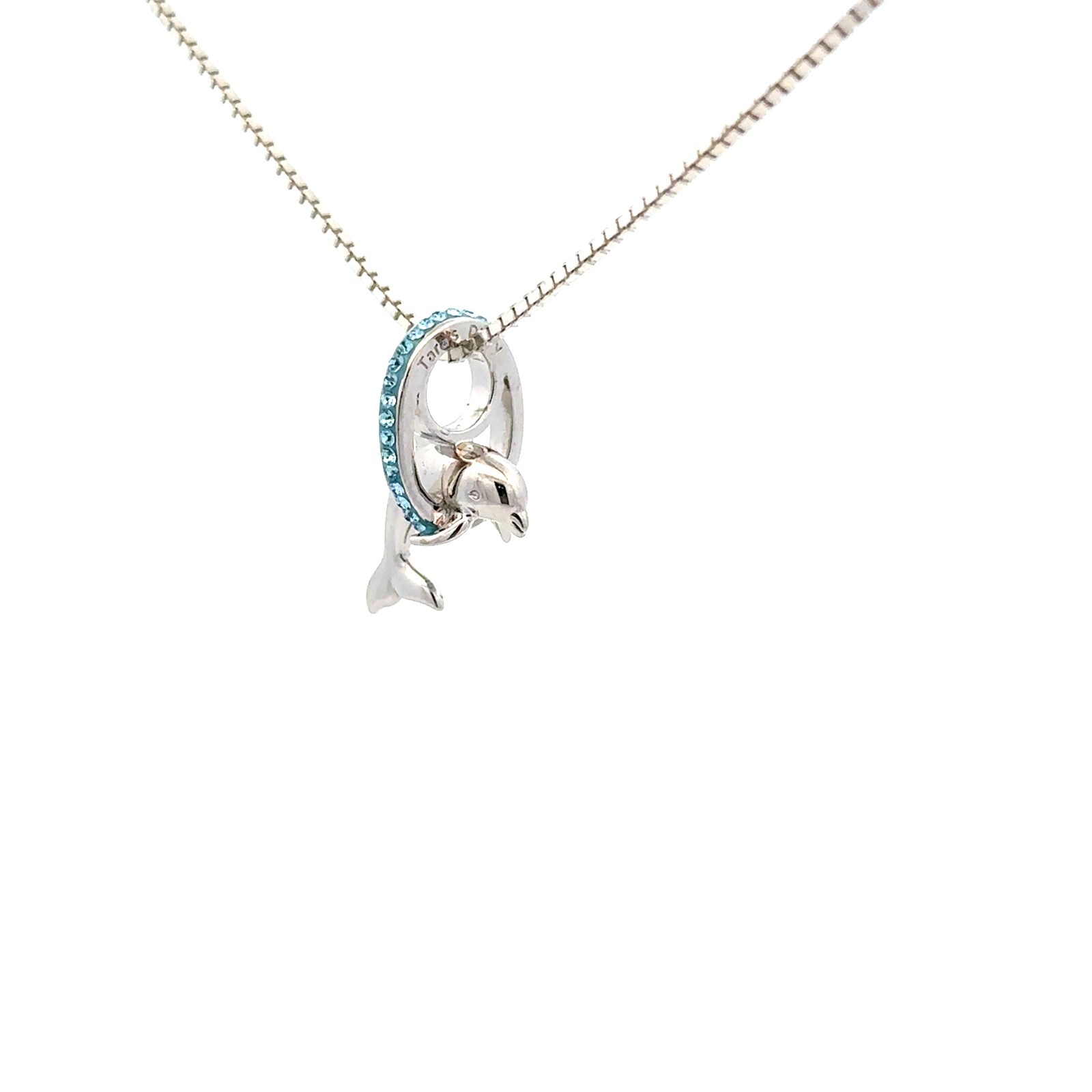 Sterling Silver Dolphin Pendant With CZ (1/2 x 3/4 Inch)