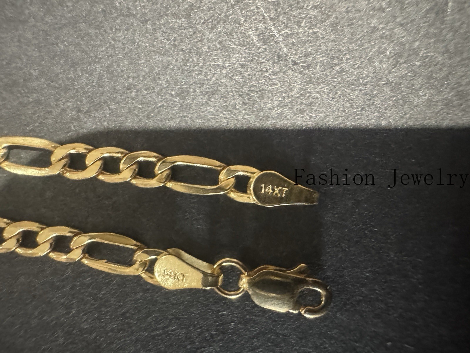 Solid 14K Yellow Gold Figaro Chain Necklace 24″ Long 4.15g Genuine Mens