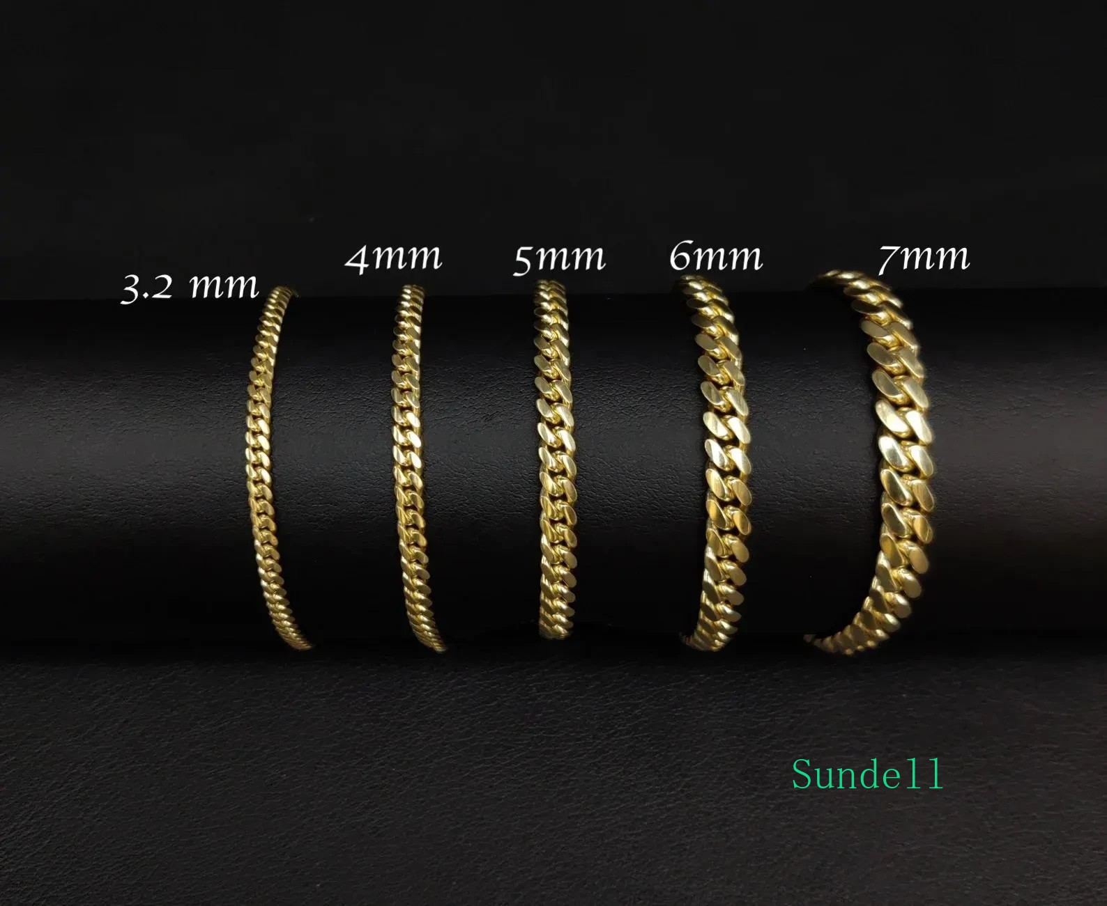 10k SOLID Yellow Gold 2mm – 7mm Miami Cuban Chain Bracelet Real