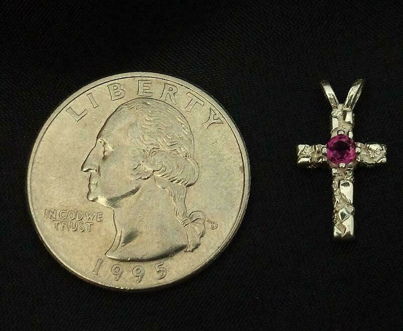 PETITE BIRTHSTONE CROSS PENDANT CRAFTED WITH .925 STERLING AND GENUINE GEMSTONES