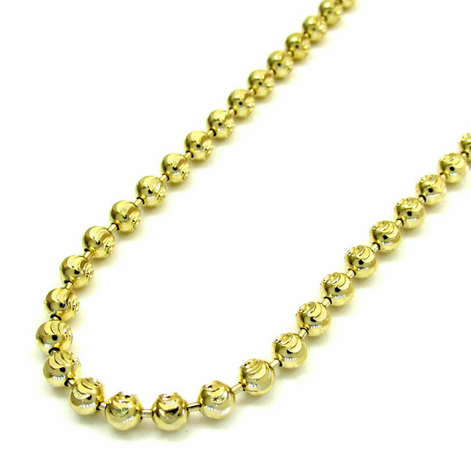 14K Yellow Gold 2MM Bead Ball Diamond Cut Moon Chain Necklace 16 – 24 Inches