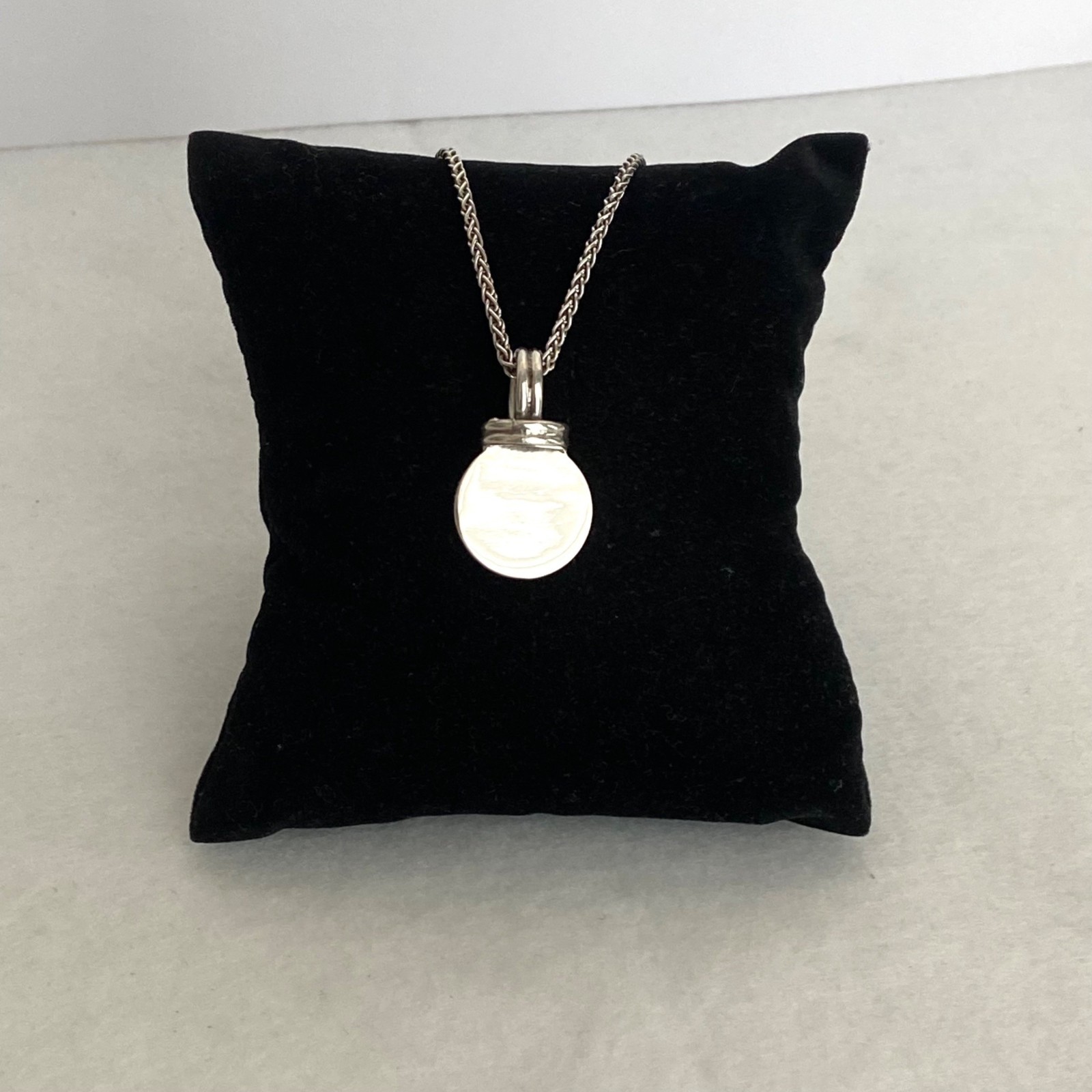 Sterling Silver 925 Blank Engraveable Round Disc Pendant Necklace Foxtail Chain