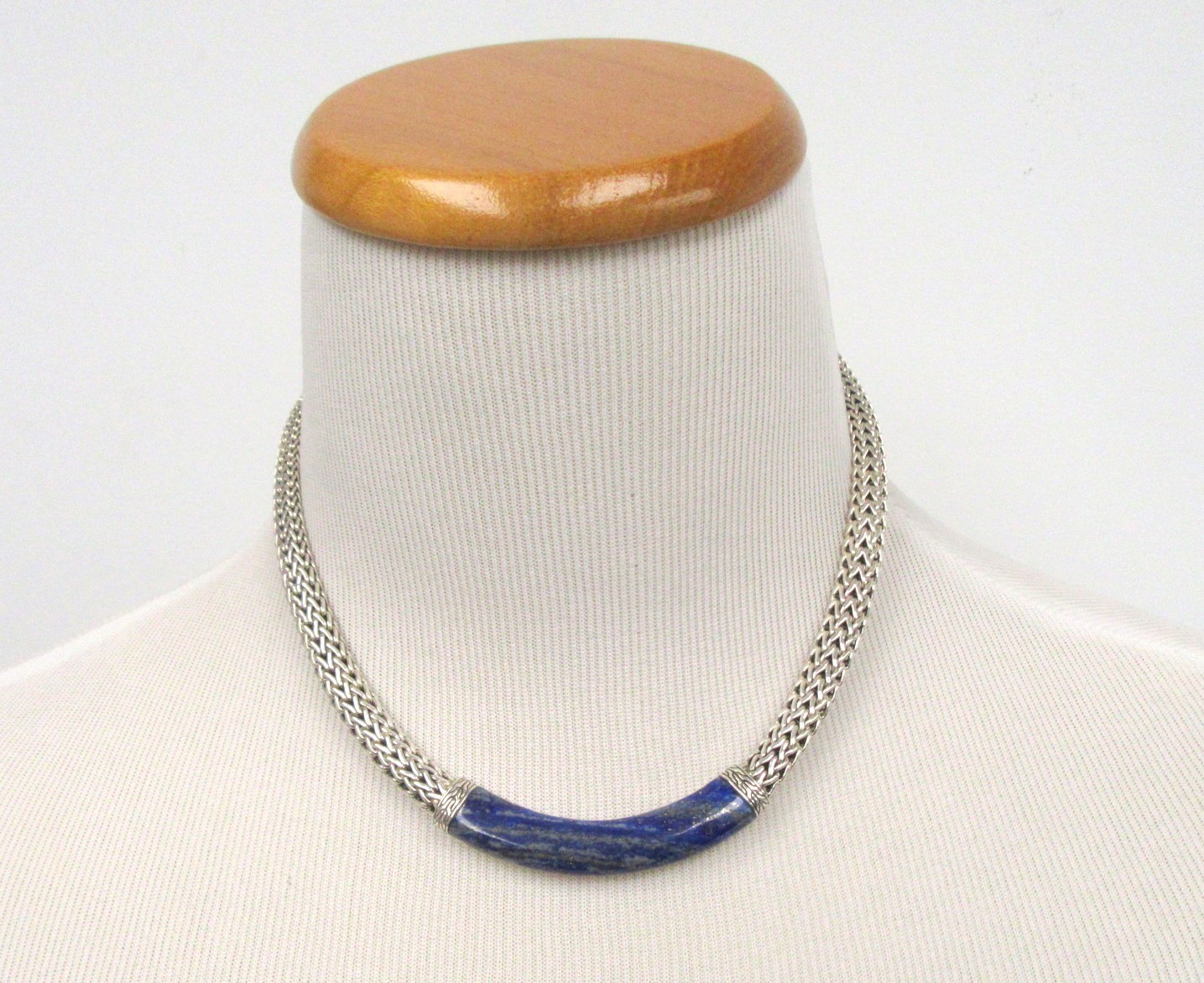John Hardy Kali Lava Serling Silver Lapis Lazuli Statement Necklace 16″