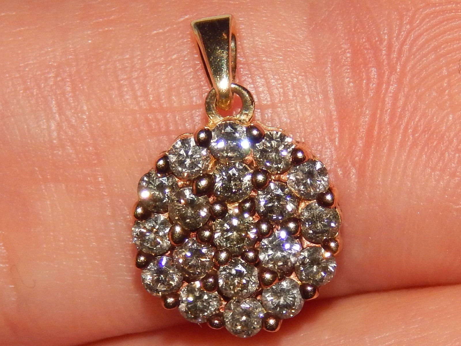 10K YELLOW GOLD 3/4 TCW CHOCOLATE DIAMOND 7/10th INCH HALO NECKLACE PENDANT