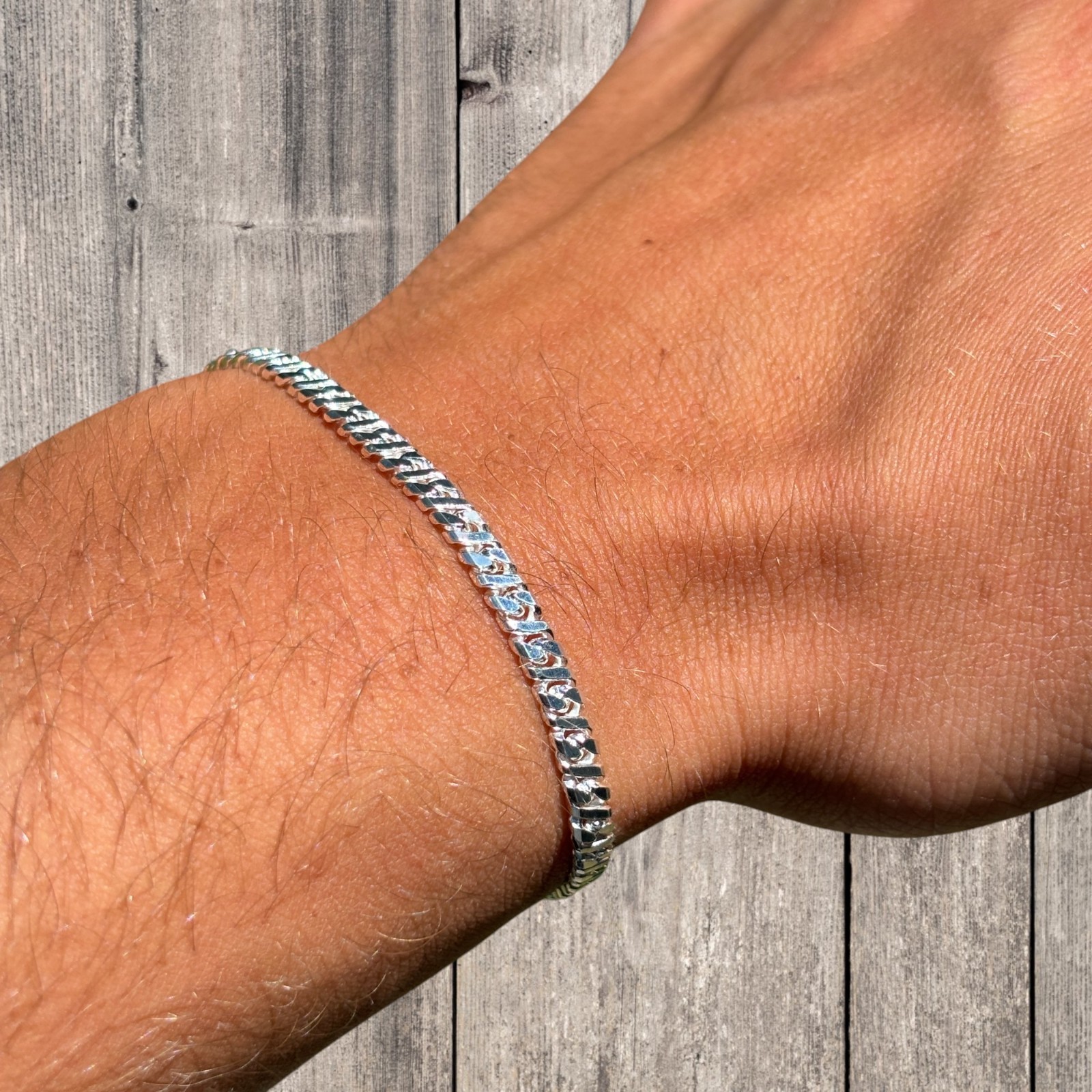 3.5mm Dollar Link Bracelet – Real Solid 925 Sterling Silver MADE IN ITALY