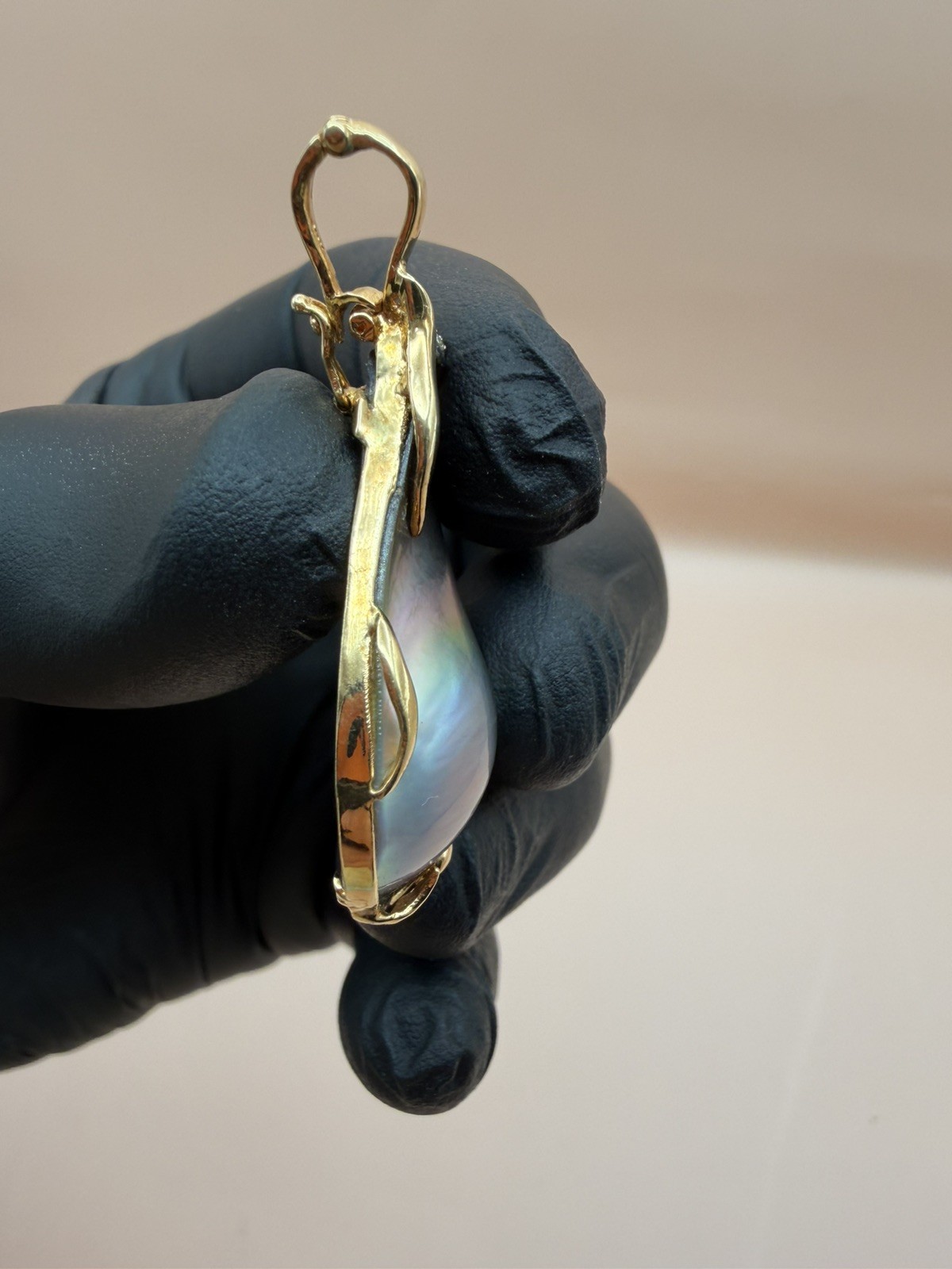 Tahitian South Sea Black Pearl & Diamond 18 K Yellow Gold Enhancer Pendant