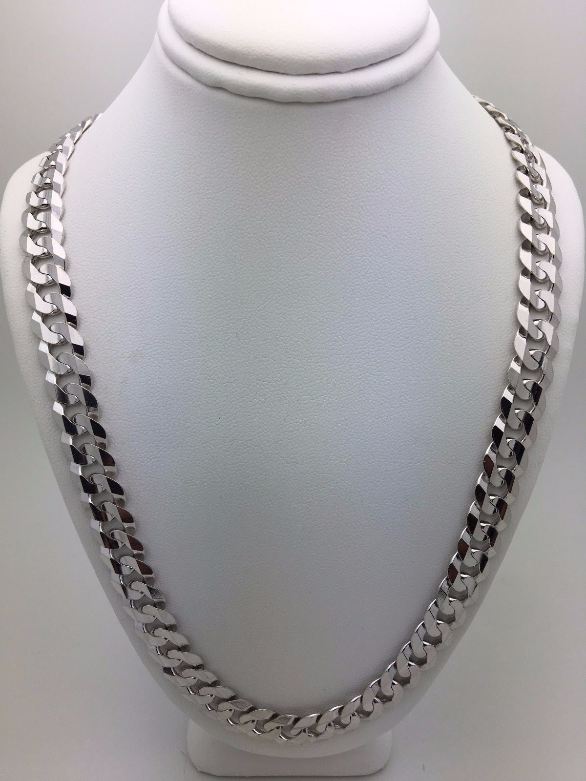 10k White Gold Solid Curb Cuban Link Chain Necklace 20″ 9mm 37.8 grams
