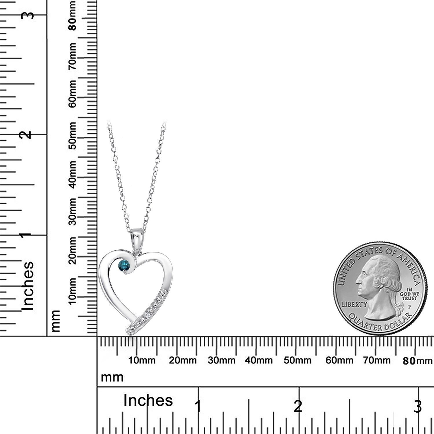 0.17 Ct Round Blue Diamond White Diamond 925 Sterling Silver Pendant