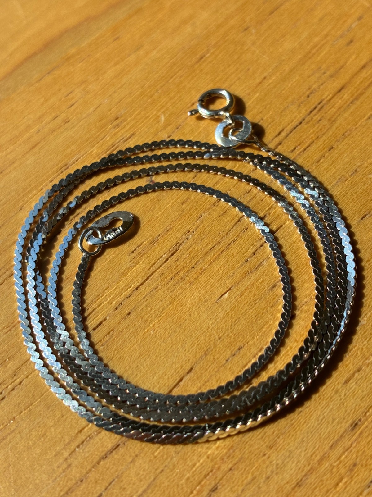 Sterling Silver 925 Flat Serpentine S-link Style Chain Necklace 20 inches x 1mm