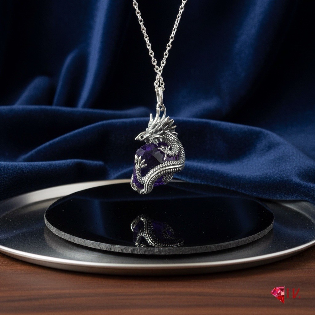 Amethyst Dragon Pendant Necklace