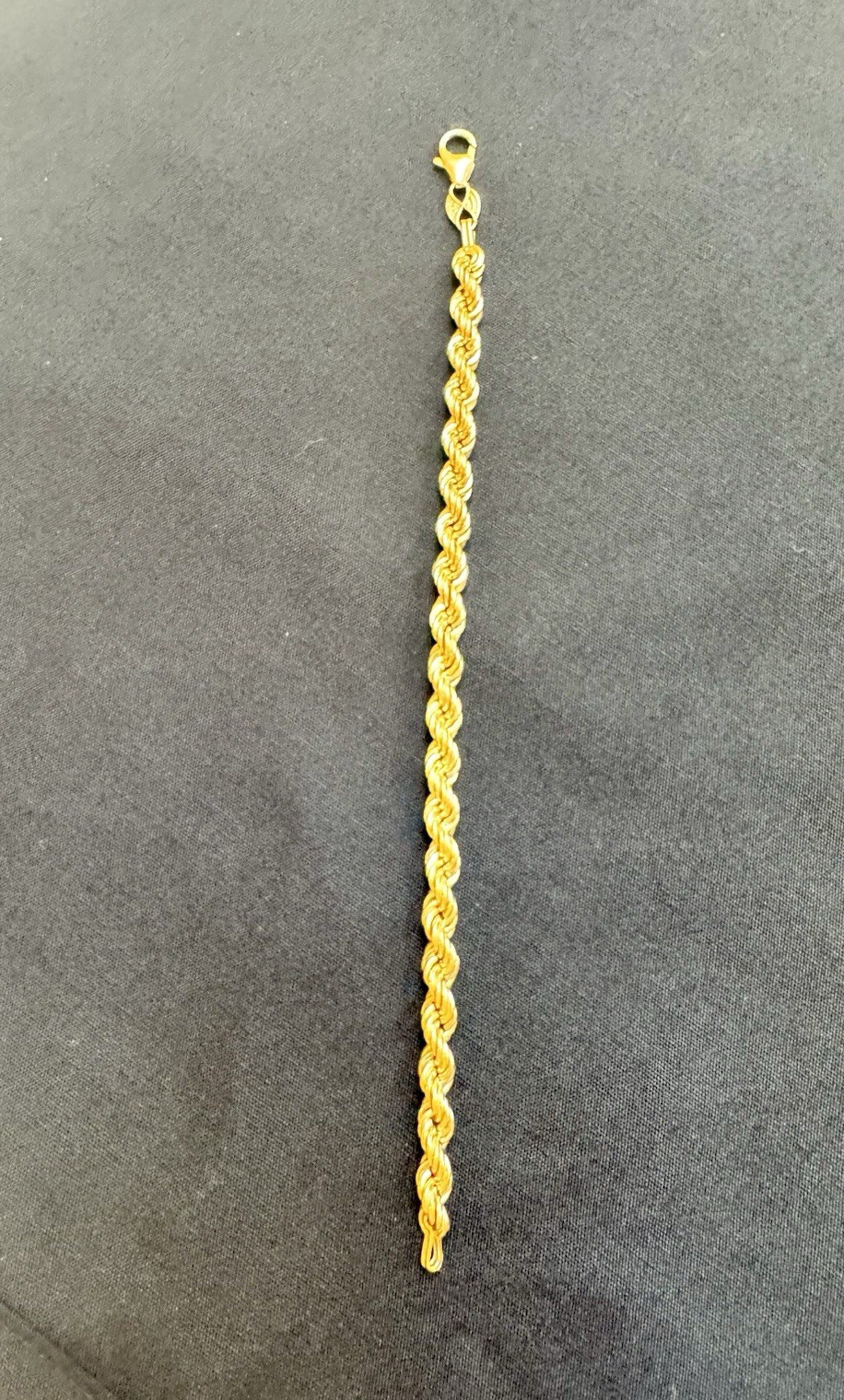 Vintage EternaGold 14K Yellow Gold Diamond Cut Rope Bracelet 7.5” 6.0g Israel